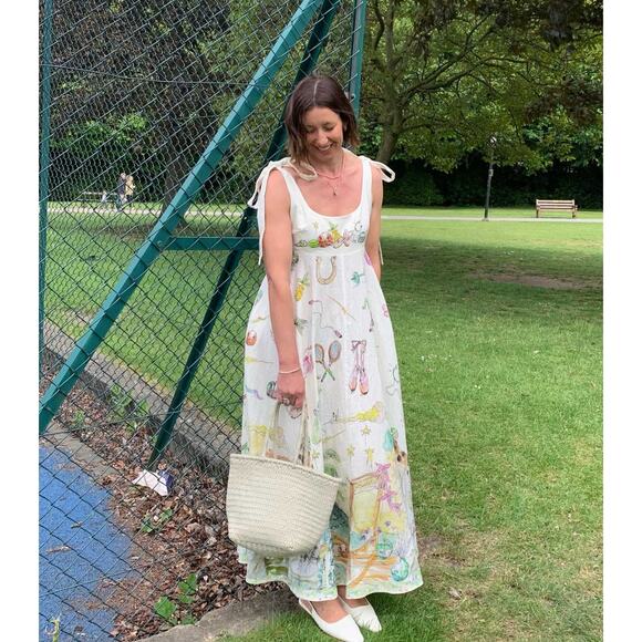 Alemais Anouk Colantoni Ballet Tie-Strap Midi Dress US 2 - Picture 4 of 13